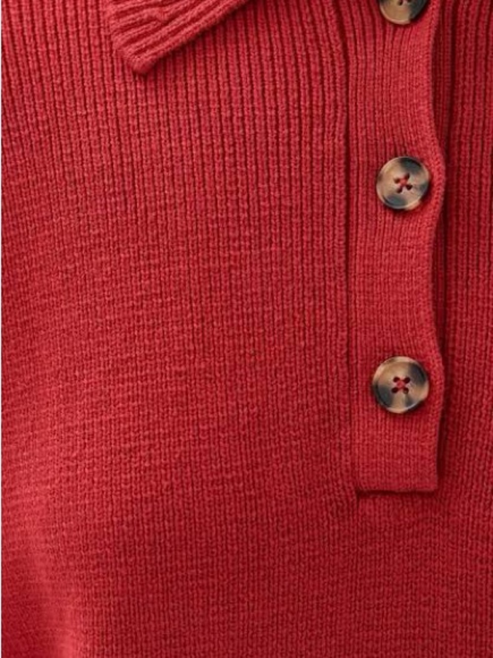 Reformation Brooklyn Red Ribbed Button Polo Sweater - Picture 6 of 6